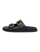 Potamy Papuci din piele cu aspect de piele de crocodil - Negru