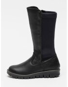 Primigi Cizme mid-calf de piele cu garnituri elastice - Negru