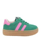 Primigi Pantofi sport din piele intoarsa cu talpa flatform si garnituri din piele ecologica - Roz deschis/Verde aquamarin