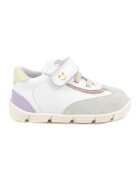 Primigi Pantofi sport din piele si piele intoarsa cu inchidere velcro - Alb/Violet/Galben pal