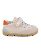 Primigi Pantofi sport din piele si piele intoarsa cu inchidere velcro - Portocaliu mandarina/Albastru pal/Maro nisip