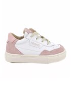 Primigi Pantofi sport low-cut din piele si piele intoarsa - Alb/Roz prafuit