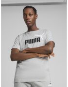 Puma Tricou cu decolteu la baza gatului si imprimeu logo Essentials 2 - Alb/Negru/Gri melange