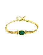 Pursehuit Bratara aurie din otel inoxidabil placat cu aur 18K PVD - cu piatra verde - Emmar C3