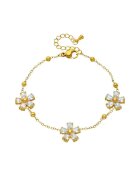 Pursehuit Bratara aurie din otel inoxidabil placat cu aur 18K PVD - cu pietre si floricele - Esaiana C3