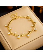 Pursehuit Bratara aurie din otel inoxidabil placat cu aur 18K PVD - cu zirconiu - Deisy C2