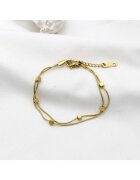 Pursehuit Bratara aurie din otel inoxidabil placat cu aur 18K PVD - in doua straturi - cu piese cub - Jebel C6