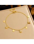 Pursehuit Bratara de picior - aurie din otel inoxidabil placat cu aur 18K PVD - cu fluturasi si pietre - Aapo C4