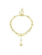 Pursehuit Bratara de picior - aurie din otel inoxidabil placat cu aur 18K PVD - cu inimioare si pietre - Aalia C4