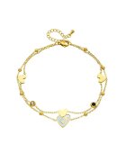 Pursehuit Bratara de picior - aurie din otel inoxidabil placat cu aur 18K PVD - cu inimioare si pietre - Abbygail C4