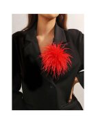 Pursehuit Brosa tip floare din pene - rosie - Agnes C22