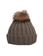 Pursehuit Caciula dama - khaki - cu pom-pom - Miryam -
