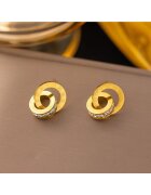 Pursehuit Cercei aurii din otel inoxidabil placat cu aur 18K PVD - cu cerculete imbinate si zirconiu - Gerry C10