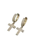 Pursehuit Cercei aurii - forma de cruce - cu pietre din zirconiu - Angelina C14 -