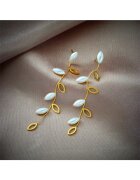 Pursehuit Cercei aurii - lungi - din otel inoxidabil - forma de frunzulite - suflati cu aur 18k - Denys C5