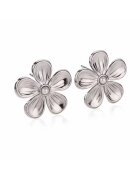 Pursehuit Cercei formă de floare - cu perlute - argintii - suflati cu aur 18k - 3x3cm