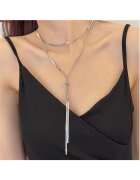 Pursehuit Colier argintiu din otel inoxidabil - lung - Aminda C1