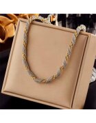 Pursehuit Colier auriu cu insertii argintii din otel inoxidabil placat cu aur 18K PVD - impletit - Tuke C1