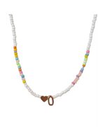 Pursehuit Colier auriu cu margelute colorate - litera O C2