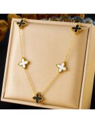 Pursehuit Colier auriu din otel inoxidabil placat cu aur 18K PVD - cu floricele norocoase - Dikka C9