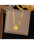 Pursehuit Colier auriu din otel inoxidabil placat cu aur 18K PVD - cu piese in forma de trifoi norocos - Iliana C5