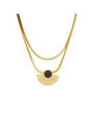 Pursehuit Colier auriu din otel inoxidabil placat cu aur 18K PVD - in doua straturi - cu piesa contemporana - Dolly C9