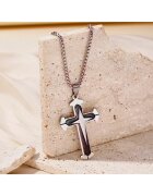 Pursehuit Colier barbati argintiu din otel inoxidabil - cu pandantiv cruce - Pontus C9