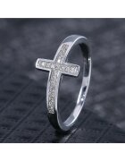 Pursehuit Inel argintiu - forma de cruce - cu zirconiu - Sigvor C4 - 8 (circumferinta: 57 mm)