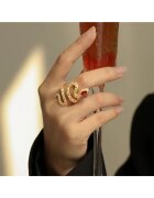 Pursehuit Inel auriu - forma de sarpe - cu zirconiu - Solomon C21 - 8 (circumferinta: 57 mm)