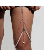 Pursehuit Lant de picior - argintiu - cu perlute - Lynette C23 -