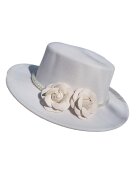Pursehuit Palarie dama alba - stil canotiera - reglabila - cu flori si perle - Semina