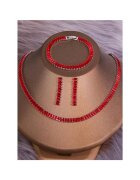 Pursehuit Set bijuterii argintiu cu zirconiu rosu - colier - bratara si cercei - Aapeli C2