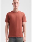 QS Tricou de bumbac cu decolteu la baza gatului - Caramiziu