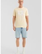QS Tricou din bumbac cu model tropical - Alb/Bej