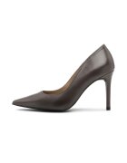 RYLKO Pantofi din piele lacuita cu varf ascutit si toc stiletto Linsey - Maro taupe deschis