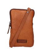 Santini Firenze Geanta crossbody unisex de piele cu bareta detasabila - Maro cognac