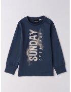Sarabanda Bluza de bumbac cu imprimeu text - Albastru ultramarin/Maro taupe deschis