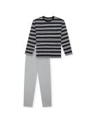 Schiesser Bluza lejera de pijama cu dungi - Negru/Gri