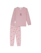 Schiesser Pijama cu decolteu la baza gatului si pantaloni cu imprimeu - Roz pastel