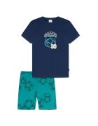 Schiesser Pijama cu pantaloni scurti cu imprimeu fotbal - Albastru