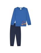 Schiesser Pijama din bumbac cu imprimeu - Albastru