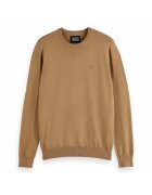 Scotch & Soda Pulover uni cu decolteu la baza gatului si logo discret - Maro deschis