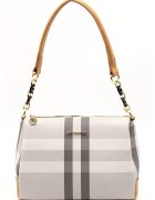 SilverPolo Geanta de umar in carouri - Gri deschis/Maro scortisoara