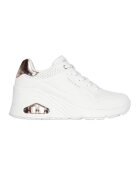 Skechers Pantofi sport wedge de piele ecologica - Alb/Auriu