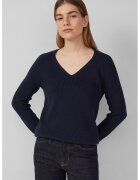 sOliver Pulover regular-fit cu decolteu in V - Bleumarin