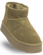 Soprani Couture Ghete dama - kaki - piele naturala - material textil - Verde