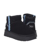 Soprani Couture Pantofi de dama HOTA Seude Triming piele naturala negru cu albastru - Negru/Albastru
