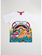 Sprayground Tricou cu decolteu la baza gatului si imprimeu grafic - Alb/Multicolor