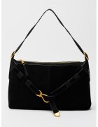 Steve Madden Geanta hobo de piele intoarsa cu bareta de decorativa Klarity - Negru