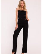 Stylove Pantaloni pentru femei - S418 Negru L - Pantaloni de costum - Talie medie - Picioare drepte - Buzunare laterale - Inchizatoare cu nasture si fermoar ascuns